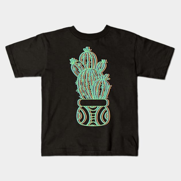 Neon Cactus Plant in the Pod Kids T-Shirt by HappyGiftArt